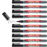 edding 361 whiteboard marker - black - 10 whiteboard pens - round tip 1 mm - whiteboard pen dry wipe - for whiteboards, flipcharts, pinboards, magnetic and memo boards - sketchnotes - refillable